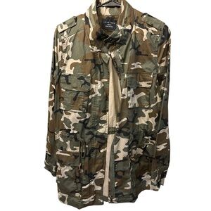 Love Tree Camo Utility Jacket Medium Military Anorak Drawstring 100% cotton